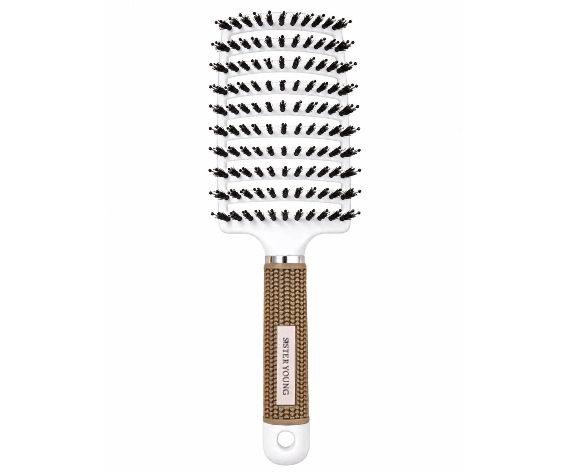 Kartáč na rozčesávání a foukání vlasů s kančími a nylonovými štětinami Sister Young Zoco Hair Brush - bílý + dárek zdarma