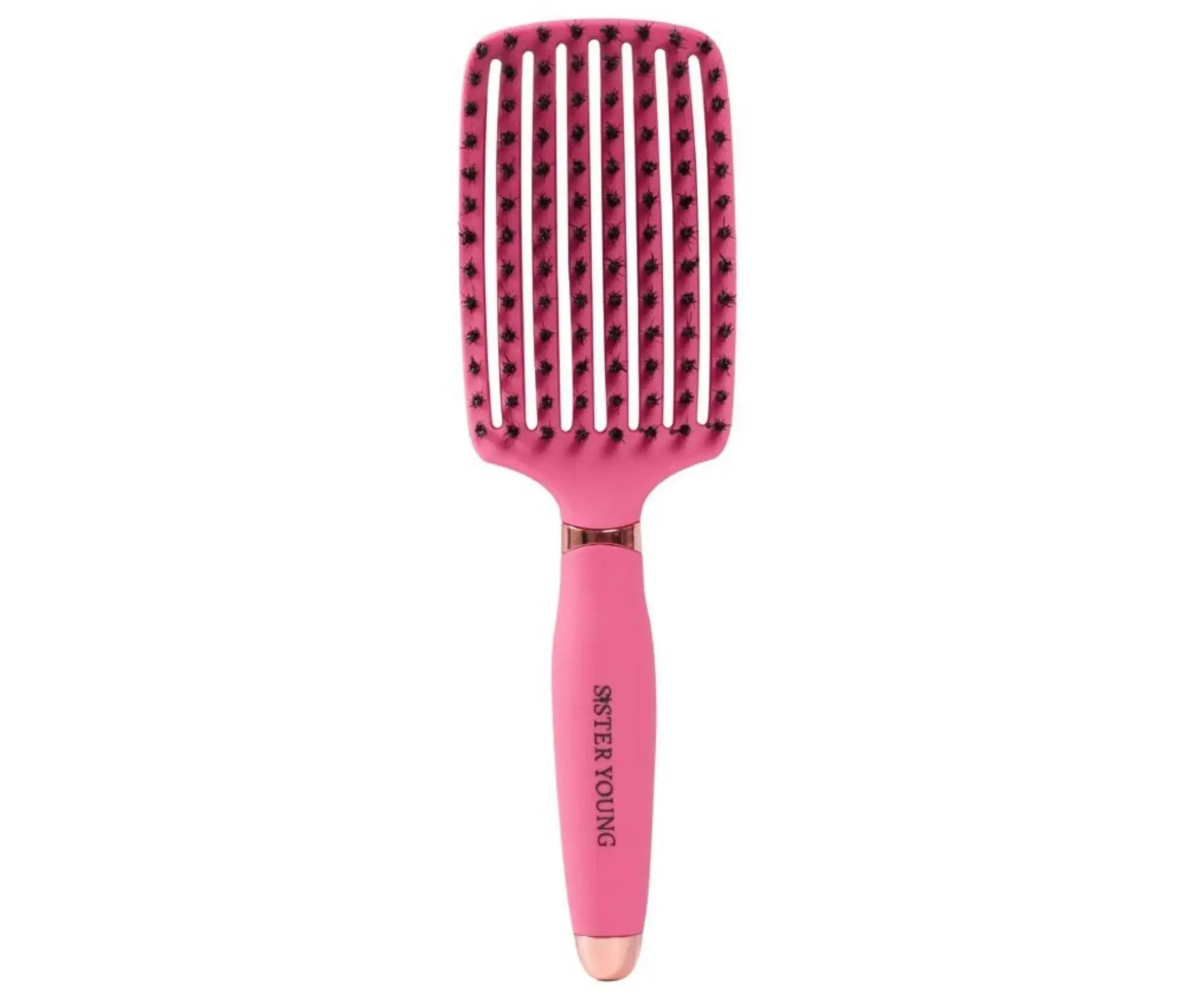 Kartáč na rozčesávání a foukání vlasů s kančími a nylonovými štětinami Sister Young Ovia Hair Brush - tmavě růžový + dárek zdarma