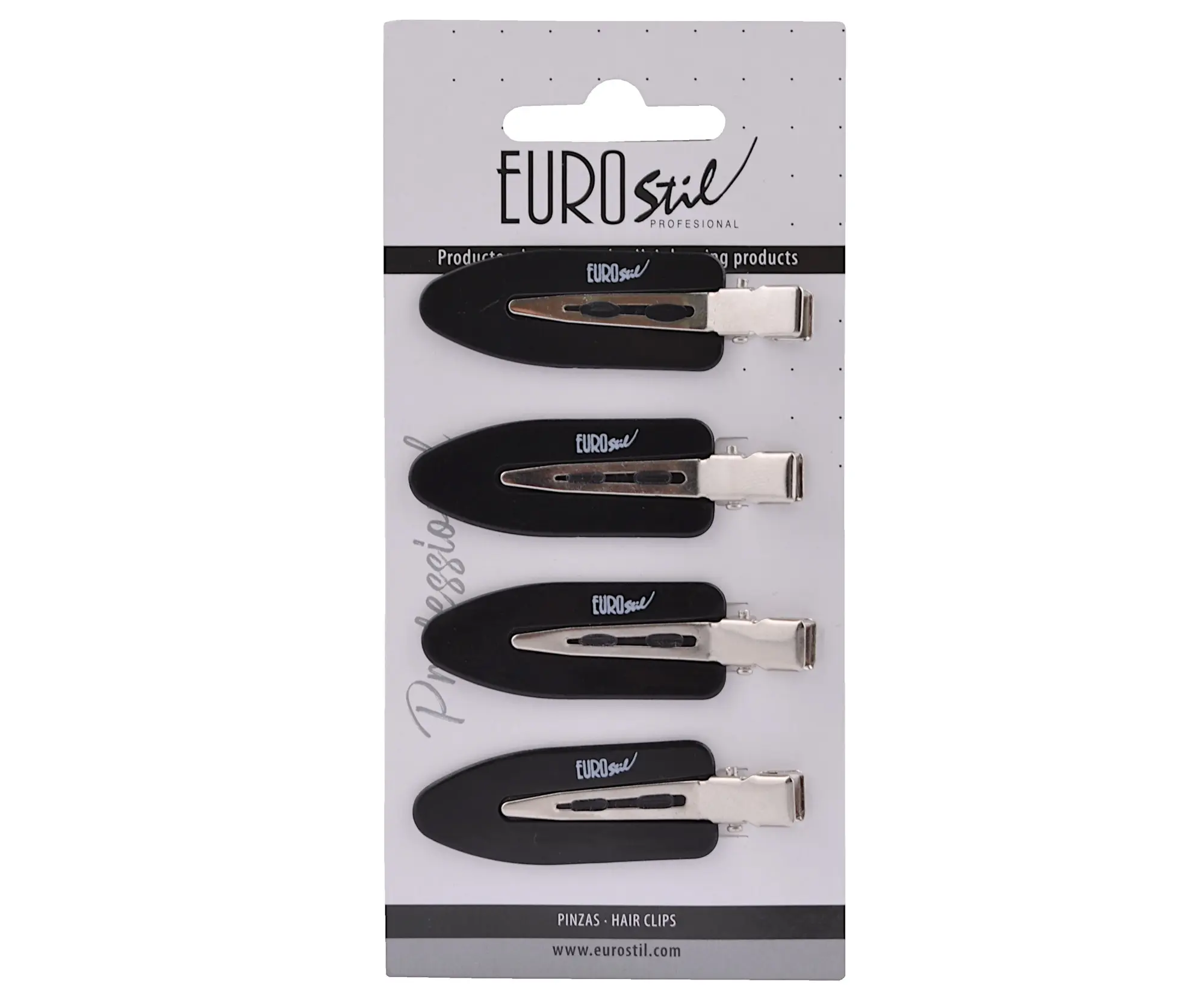 Eurostil Black Plastic Clips - účesové ploché pinetky 4 x 6 cm (06388)