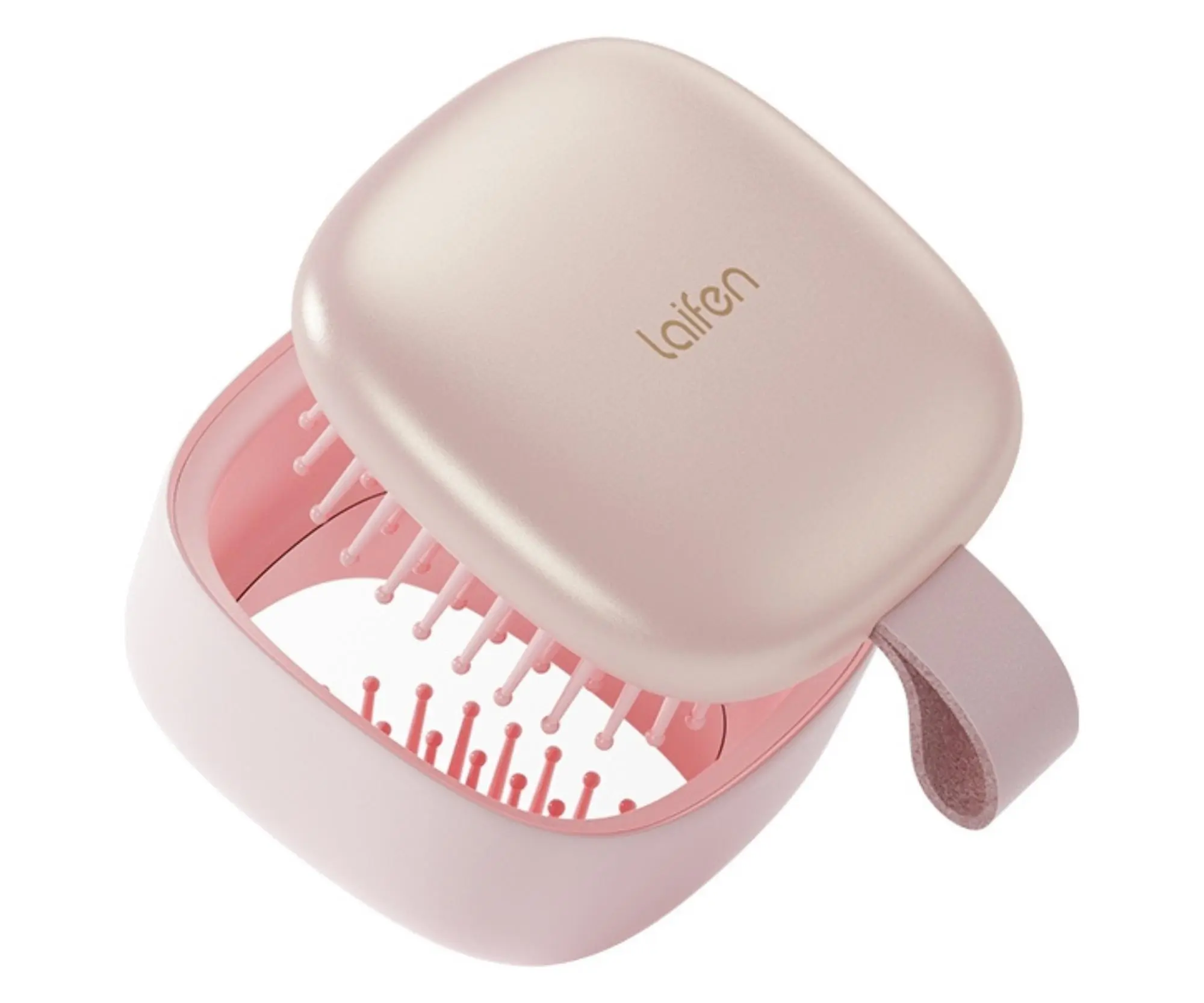 Cestovní kartáč na vlasy se zrcátkem Laifen Air Pink - růžový + dárek zdarma