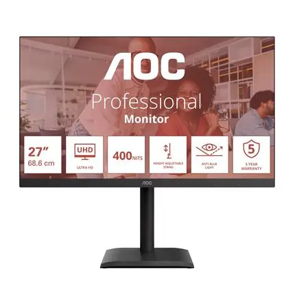 AOC/U27E4CV/27''/IPS/4K UHD/60Hz/4ms/Černá/5R U27E4CV