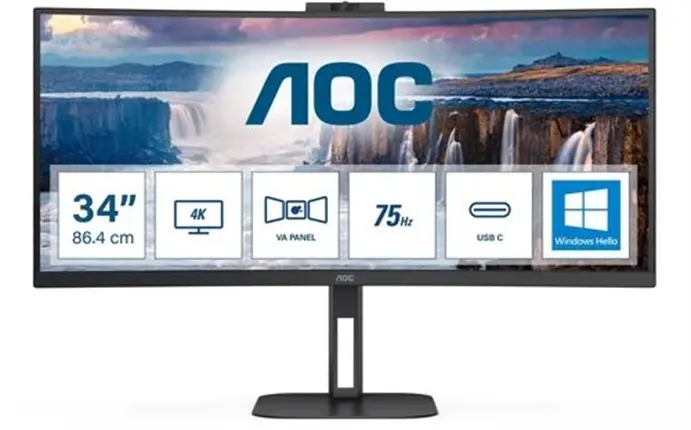 AOC/CU34V5CW/34"/VA/3440x1440/100Hz/1ms/Black/3R