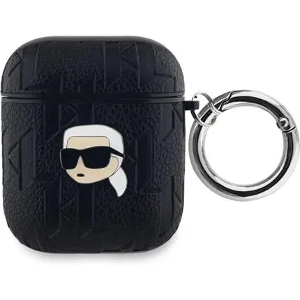 Karl Lagerfeld PU Embossed Karl Head pouzdro pro AirPods 1/2 černé