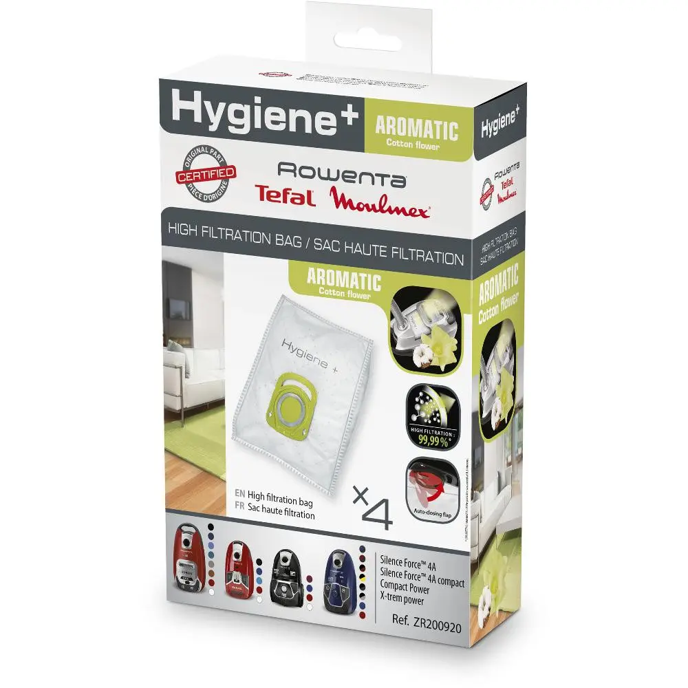 Sáčky do vysavačů Rowenta High Filtration Hygiene+ Aromatic ZR200940 4 ks
