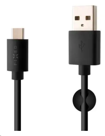 Dlouhý datový a nabíjecí kabel FIXED s konektory USB/USB-C, USB 2.0, 2 metry, černý