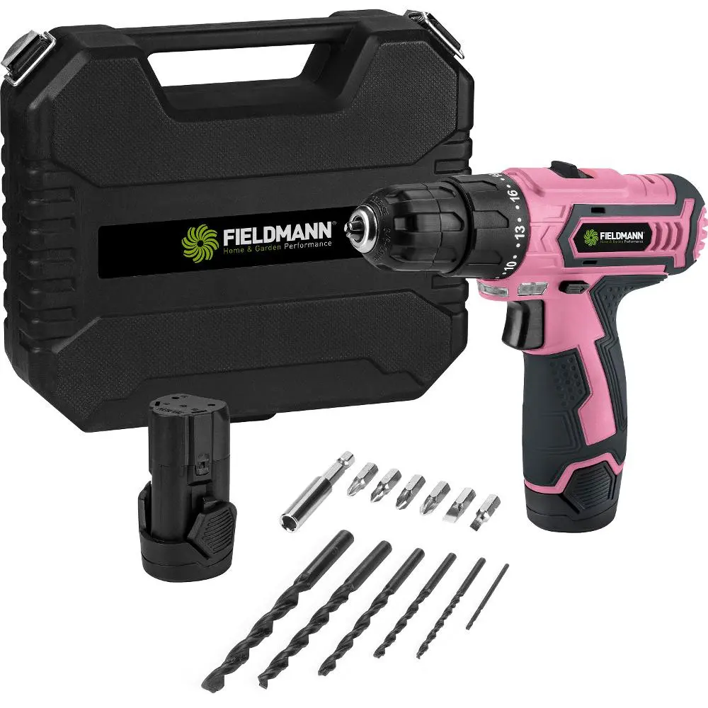 FIELDMANN FDV 10253-A 12V SET - akumulátorová vrtačka (s 2x akumulátory, nabíječkou, bity, vrtáky a kufrem)