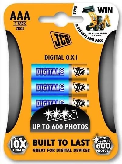 JCB OXI DIGITAL alkalická baterie LR03, blistr 4 ks