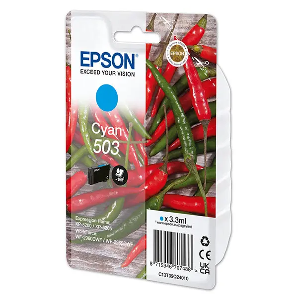 Epson 503 inkoustová náplň 1 kusů Originální Standardní výtěžnost Modrá C13T09Q24010