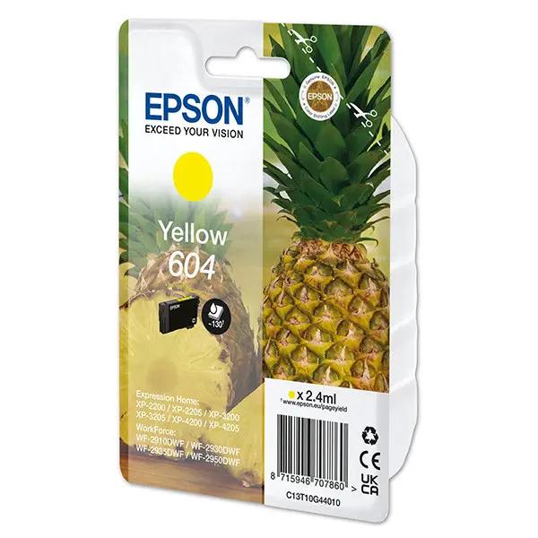 Epson 604 inkoustová náplň 1 kusů Originální Standardní výtěžnost Žlutá C13T10G44010
