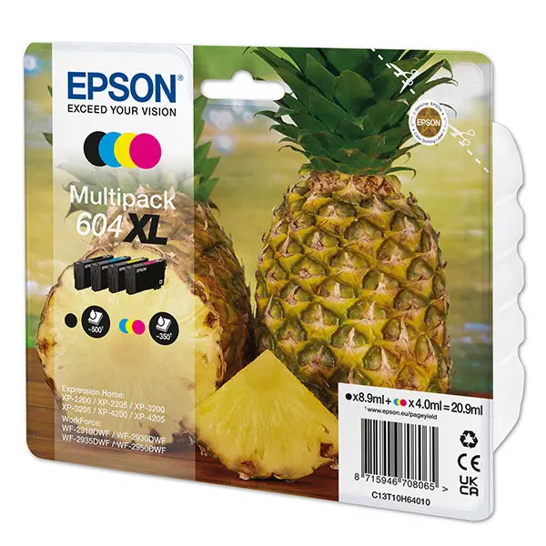 Epson 604XL inkoustová náplň 4 kusů Originální Vysoká (XL) výtěžnost Černá, Azurová, Purpurová, Žlut C13T10H64010