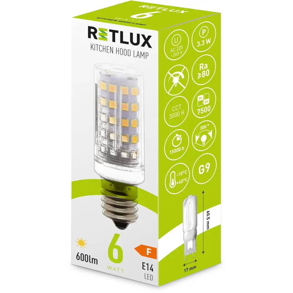 Žárovka LED E14 6W bílá teplá RETLUX RLL 459