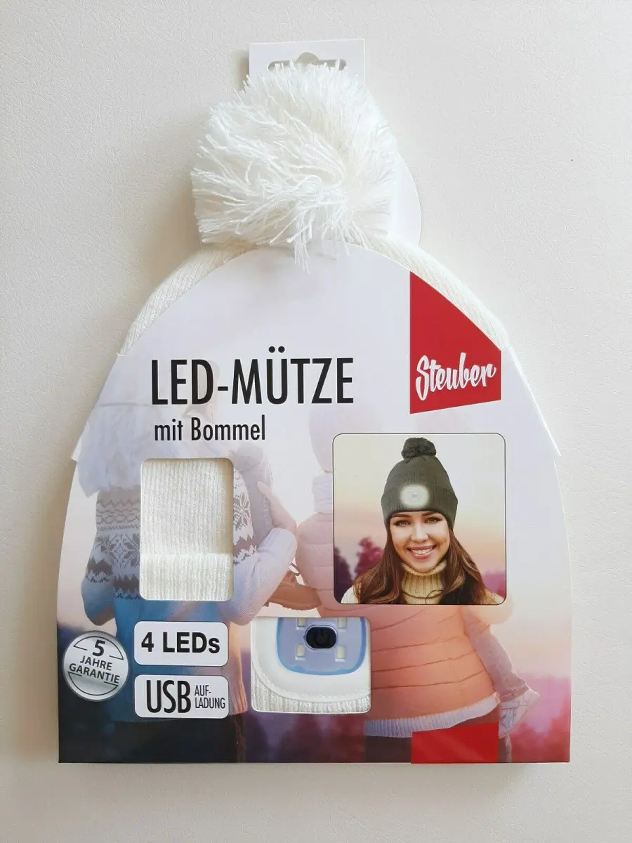 Steuber LED Čepice s bambulí a odnímatelným světlem