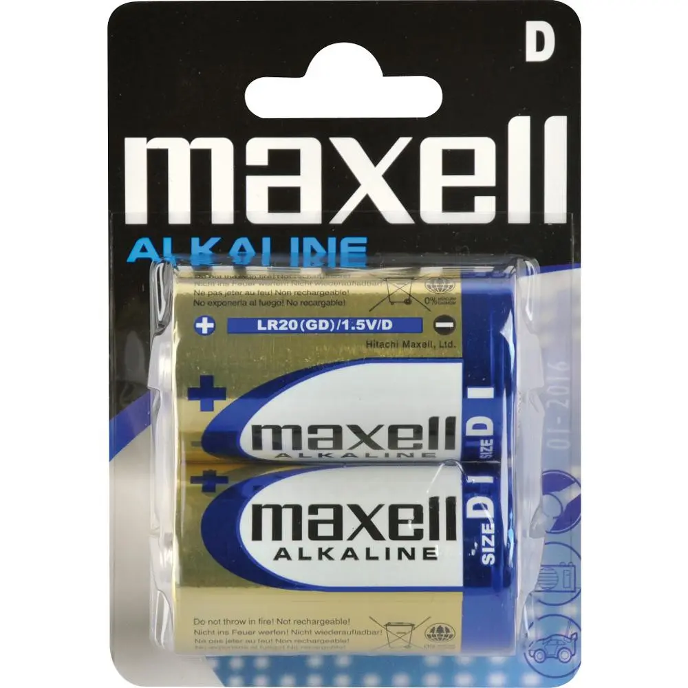 Baterie D (LR20) alkalická MAXELL 2ks / blistr