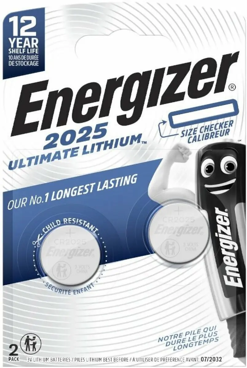 Knoflíková baterie Energizer CR2025, 2ks
