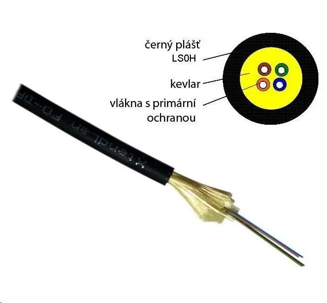 Optický kabel XtendLan DROP FTTx, 4x 9/125 SM, G.657A, LS0H, černý, cívka 500m