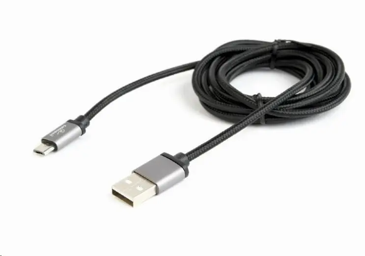 GEMBIRD Kabel USB A Male/Micro B Male 2.0, 1, 8m, opletený, černý, blister