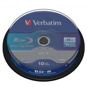 Verbatim BD-R, Single Layer 25GB, cake box, 43742, 6x, 10-pack, pro archivaci dat