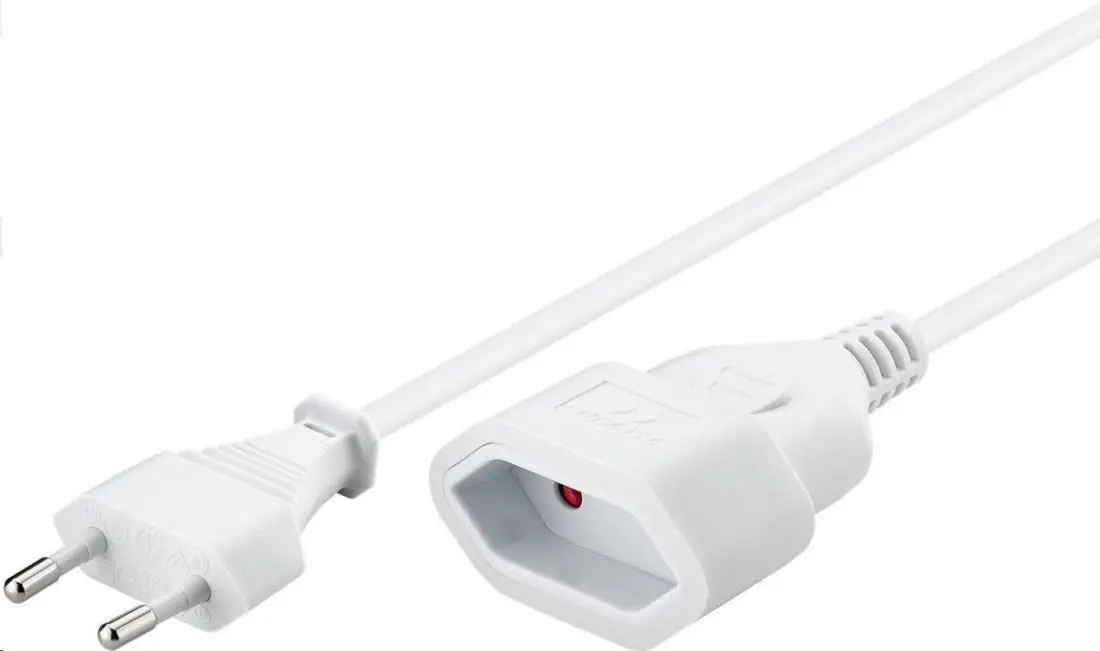 PREMIUMCORD Kabel síťový 230V, prodlužovací dvojvidlice, 2m