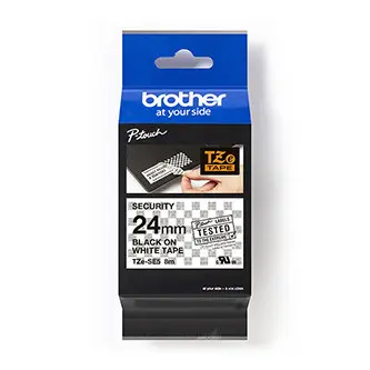 Brother originální páska do tiskárny štítků, Brother, TZE-SE5, černý tisk/bílý podklad, laminovaná, 8m, 24mm, plombovací