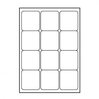 Logo etikety 66mm x 70mm, A4, matné, bílé, 12 etiket, 140g/m2, baleno po 25 ks, pro inkoustové a laserové tiskárny