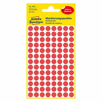 Avery Zweckform 3010 etikety 8mm 4 ks červené