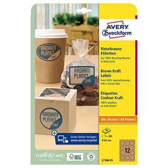 Avery Zweckform - přírodní hnědé etikety - kulaté, průměr 60 mm, 300 etiket