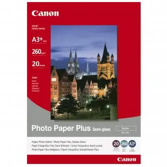 Canon Photo Paper Plus Semi-Glossy, SG-201 A3+, foto papír, pololesklý, saténový typ 1686B032, bílý, A3+, 13x19", 260 g/m2, 20 ks,
