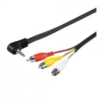 Audio/Video kabel Jack (3.5mm) samec - 3x CINCH samec, 1.5m, 4-pólovy jack 90°, černý, Logo blistr, DOPRODEJ