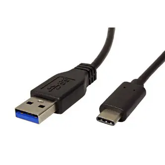 USB kabel (3.1), USB A samec - USB C samec, 1m, kulatý, černý, plastic bag, DOPRODEJ