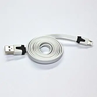 USB kabel (2.0), USB A samec - microUSB samec, 1m, plochý, bílý, DOPRODEJ