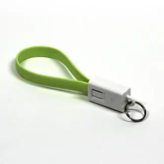Logo USB kabel (2.0), USB A samec - microUSB samec, 0.2m, světle zelená, blistr, klíčenka, DOPRODEJ