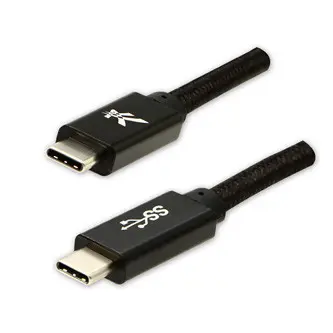 Logo USB kabel (3.2 gen 1), USB C samec - USB C samec, 1m, 5 Gb/s, 5V/3A, černý, box, nylonové opletení, hliníkový kryt konektoru,
