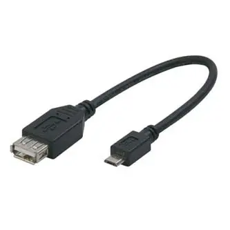 Logo USB kabel (2.0), microUSB samec - USB A samice, 0.2m, OTG, černý, DOPRODEJ