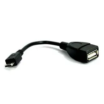 USB kabel (2.0), microUSB samec - USB A samice, 0.15m, OTG, černý, DOPRODEJ
