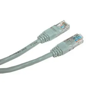 Síťový LAN kabel UTP patchcord, Cat.5e, RJ45 samec - RJ45 samec, 2 m, nestíněný, šedý, Logo blistr, DOPRODEJ