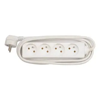 Síťový kabel 230V prodlužovací, CEE7 (vidlice) - zásuvka 4x, 3m, VDE approved, bílý, DOPRODEJ