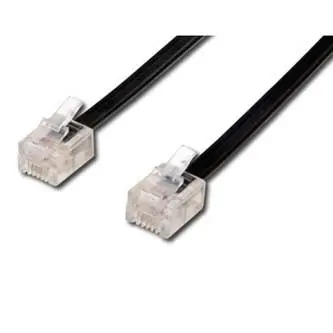 Telefonní kabel 4 žíly, RJ11 samec - RJ11 samec, 3 m, černý, pro ADSL modem, economy, DOPRODEJ