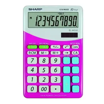 Sharp Kalkulačka EL-M332BPK, růžovo-bílá, stolní, desetimístná