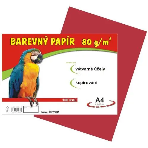 Barevný papír A4 80 g - 100 ks - červený