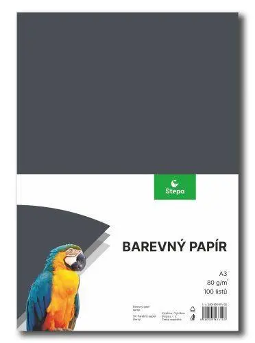 Barevný papír A3 80 g - 100 ks - černý
