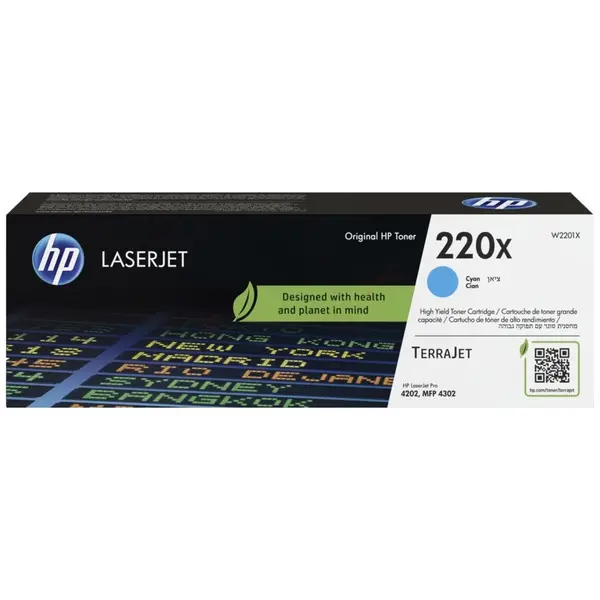 HP - toner č. 220X, W2201X, cyan (modrý), 5,5K pro laserové tiskárny