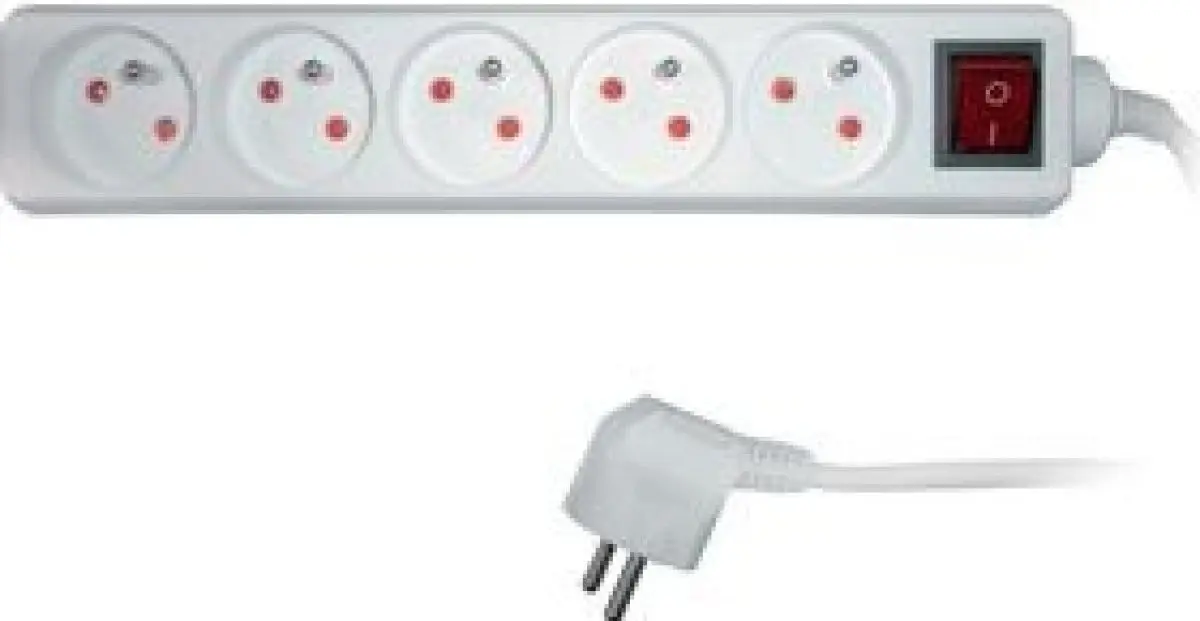 Prodlužovací kabel s vypínačem RETLUX RPC 28, 5 zásuvek, 1,5 m - bílý
