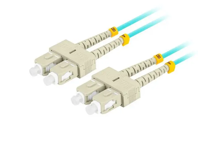 LANBERG optický patch cord MM SC/UPC-SC/UPC duplex 2m LSZH OM3 50/125 průměr 3mm, barva cyan