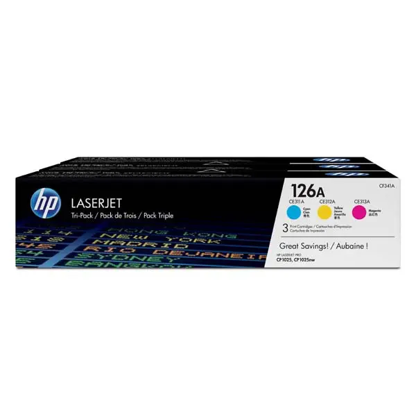 HP 126A trojbalení - azurová, purpurová, žlutá CF341A