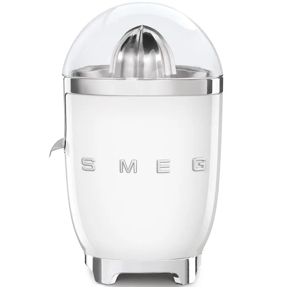 Smeg CJF11WHEU citrusový odšťavňovač, 70 W, manuální tlak, univerzální kužel z nerezové oceli, bílý