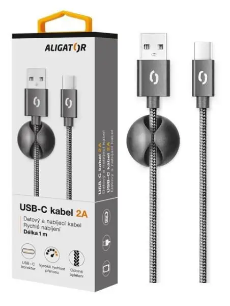 ALIGATOR datový kabel PREMIUM 2A, USB-C, černá