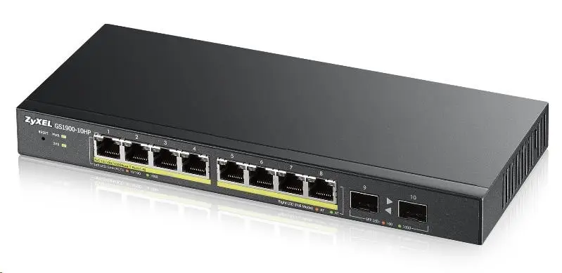 ZYXEL 8xGb+2xSFP fanless POE switch GS1900-10HP v2