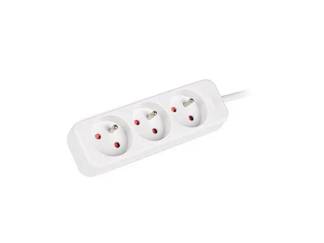 NATEC Prodlužovací kabel Lanberg PS0, 3 zásuvky, 1,5m, bílá PS0-03E-0150-W