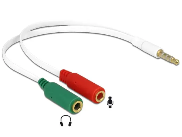 Delock adaptér sluchátek 1 x 3.5 mm 4 pin Stereo jack samec > 2 x 3.5 mm 3 pin Stereo jack samice (iPhone)