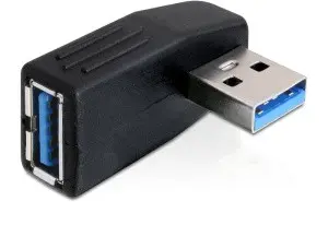 DeLock adaptér USB 3.0 samec - USB 3.0 samice pod úhelem 90° horizontálně